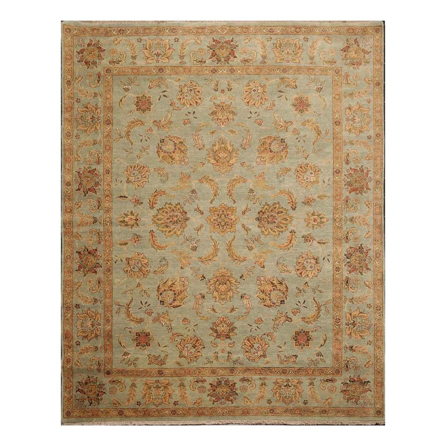 8' x 10' Hand Knotted 100% Wool Agra Oriental Area Rug Aqua-0