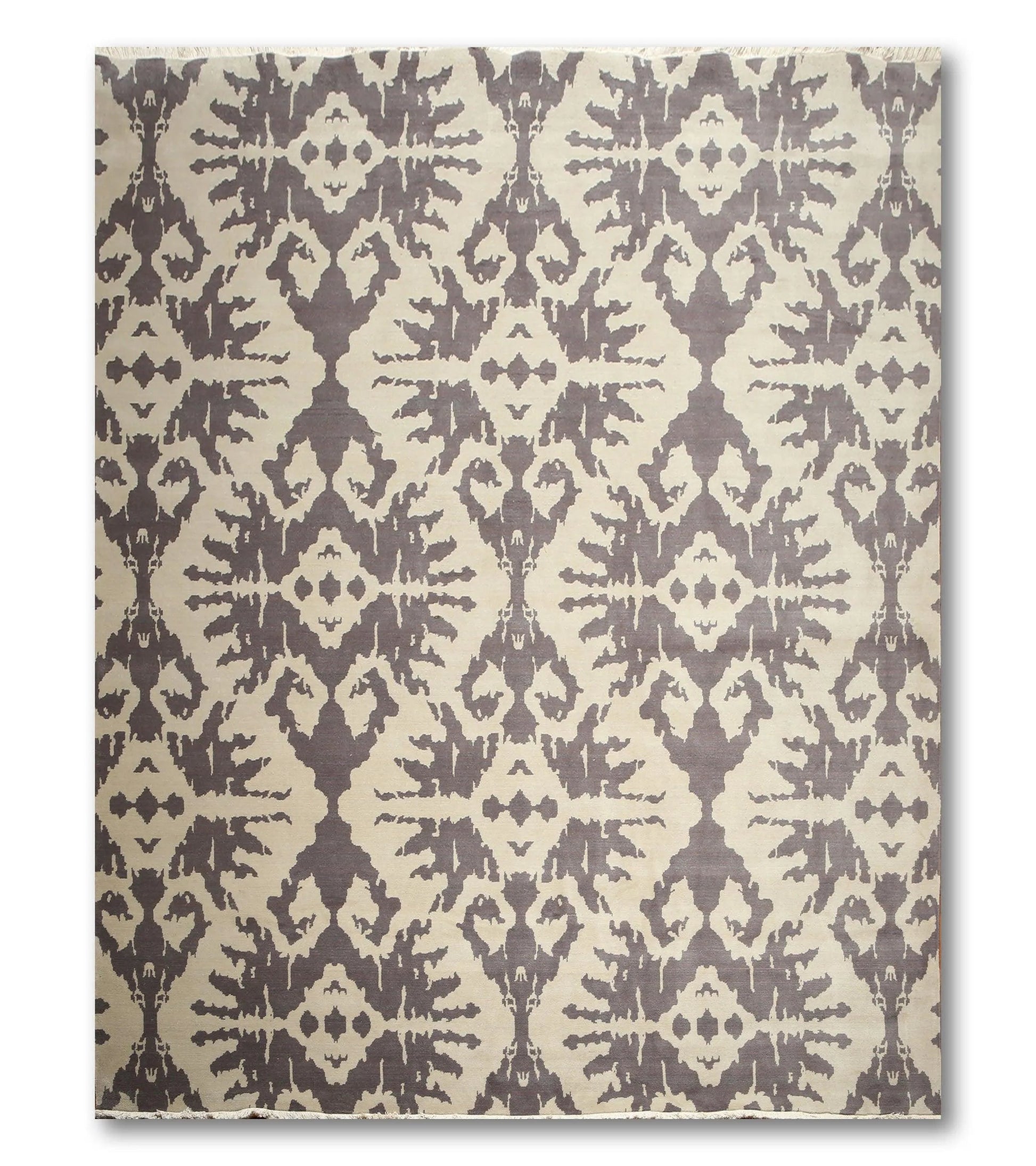 9' x 12' hand knotted 100% Wool Modern Area Rug full pile 9 x 12 ft Beige Gray-1