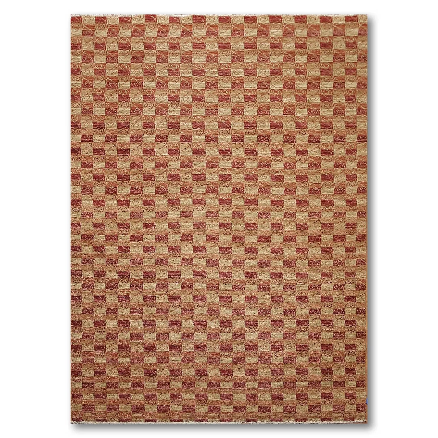 6x9 Rust Hand Knotted Samad Geometric 100% Wool Oriental Area Rug-1