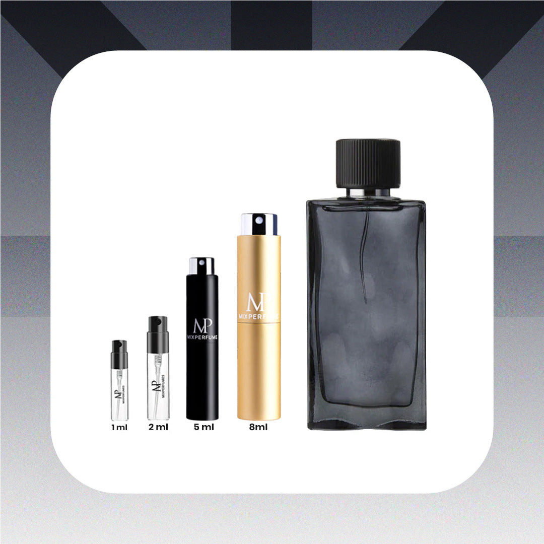 Set of perfume bottles with different sizes on a gradient background