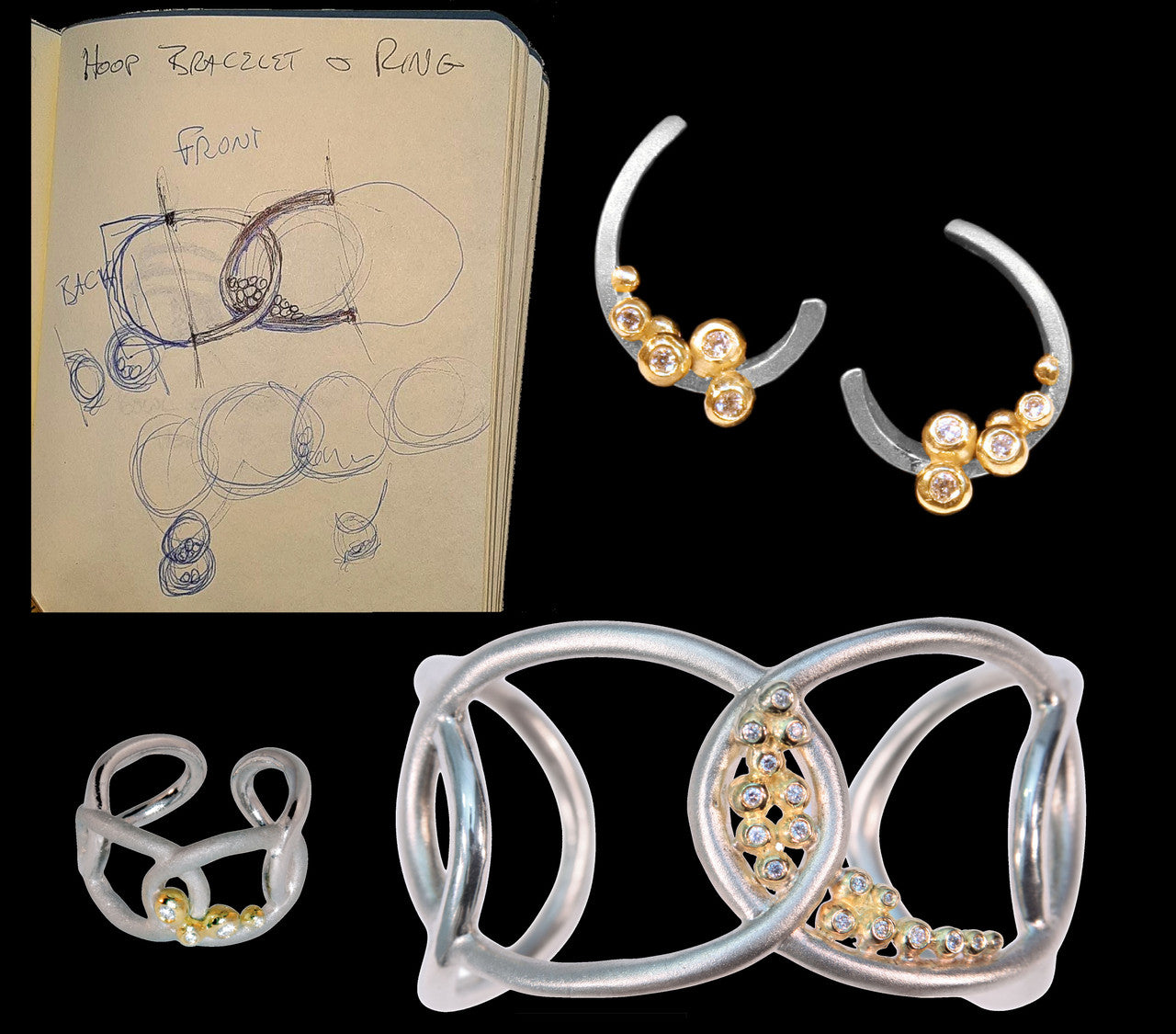 Curly Hoop Earring-14K Gold with Diamonds-5