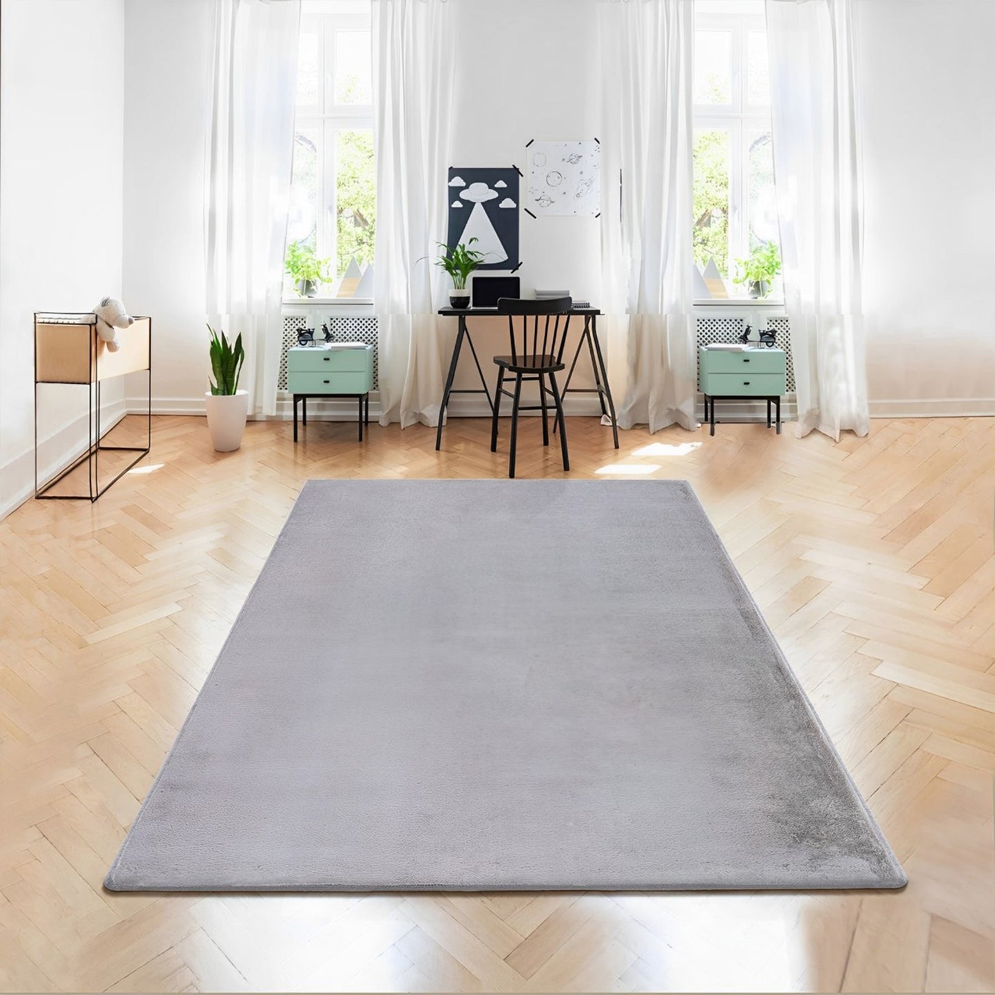 Light Grey Plush Area Rug-1