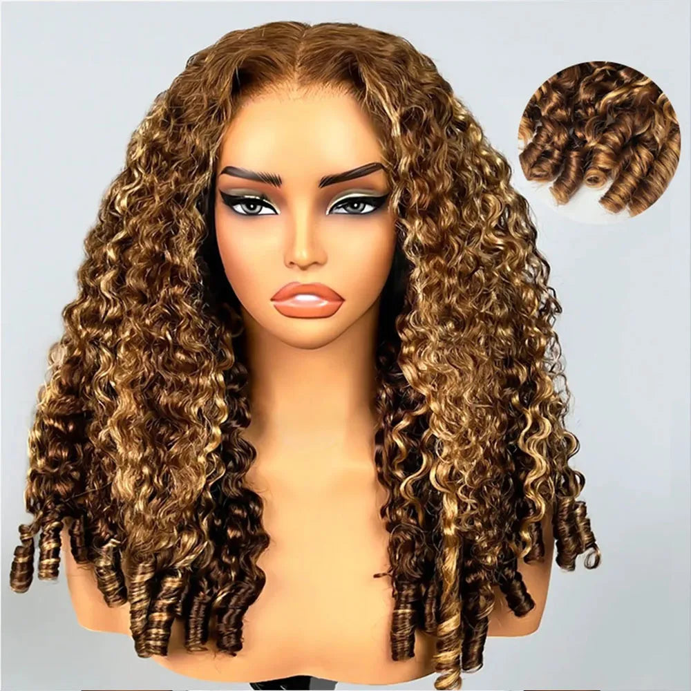 Highlight Ombre Burmese Curly Human Hair Wigs 13x6 13x4 360 HD Full Lace Frontal Wig Vietnamese Lace Front Raw Human Hair Wigs
