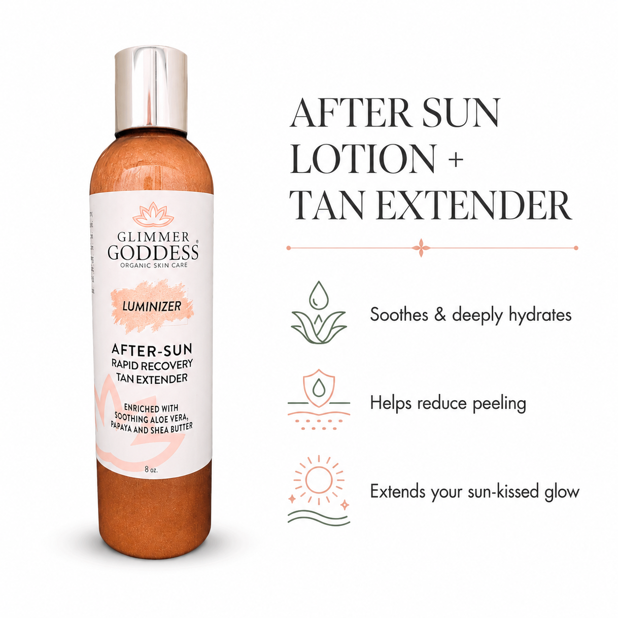 Organic After Sun Lotion & Tan Extender – Luminizing Shimmer