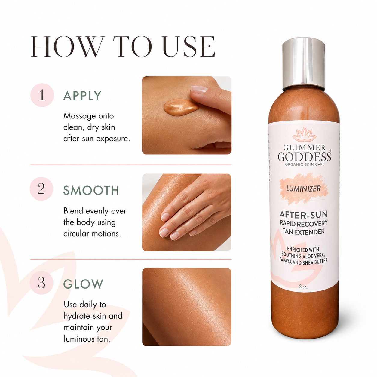 Organic After Sun Lotion & Tan Extender – Luminizing Shimmer