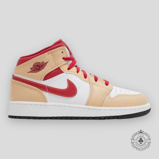 Air Jordan 1 Mid GS Light Curry Cardinal