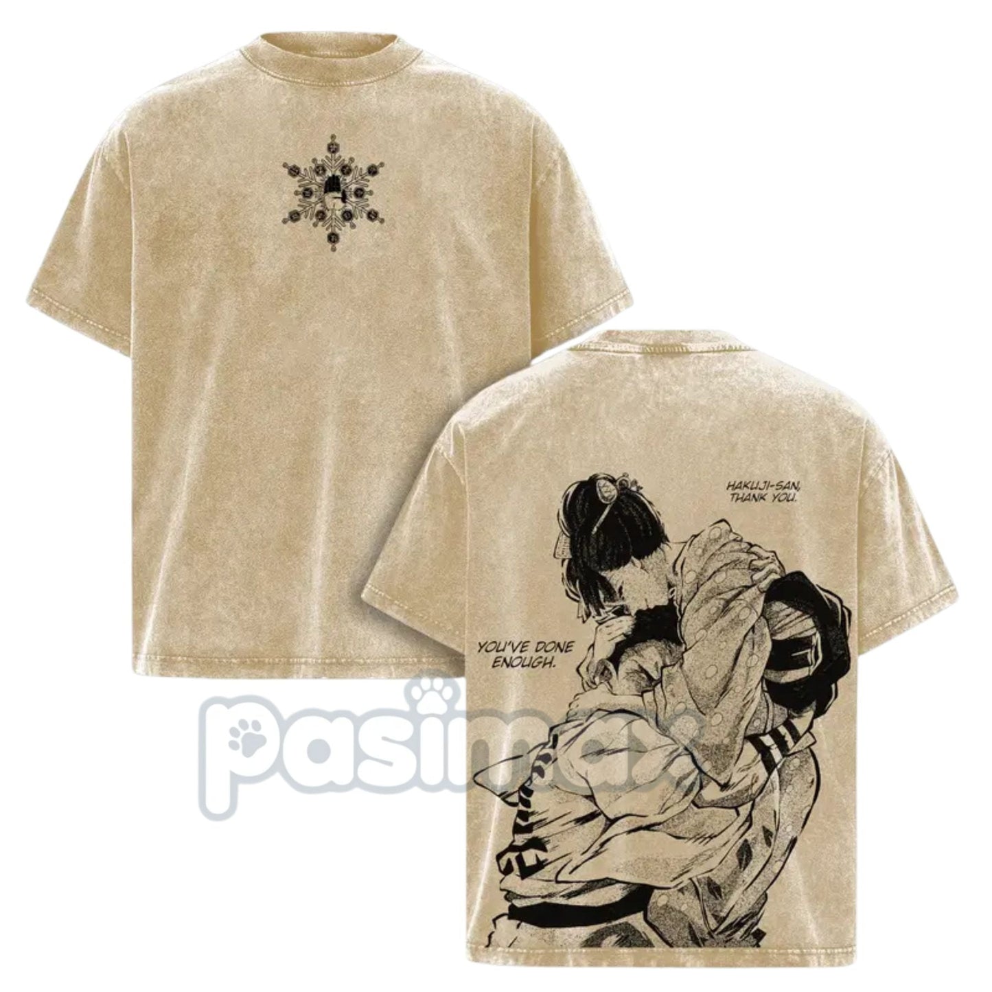 Akaza vs. Koyuki Demon Slayer T-Shirt – 2-Sided Washed Cotton Graphic Tee, Oversized Anime Manga