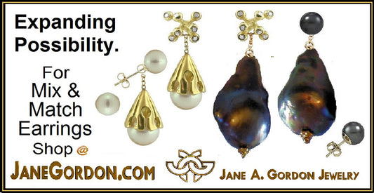 Jumbo Baroque Chinese Freshwater Greyish Blackish Pearl Earrings-One of a kind-007-10
