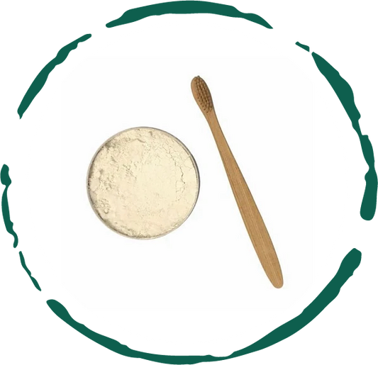 Circular design with a round container and wooden spoon on a white background