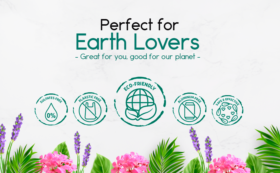 Promotional graphic for eco-friendly products with plants and text on a white background