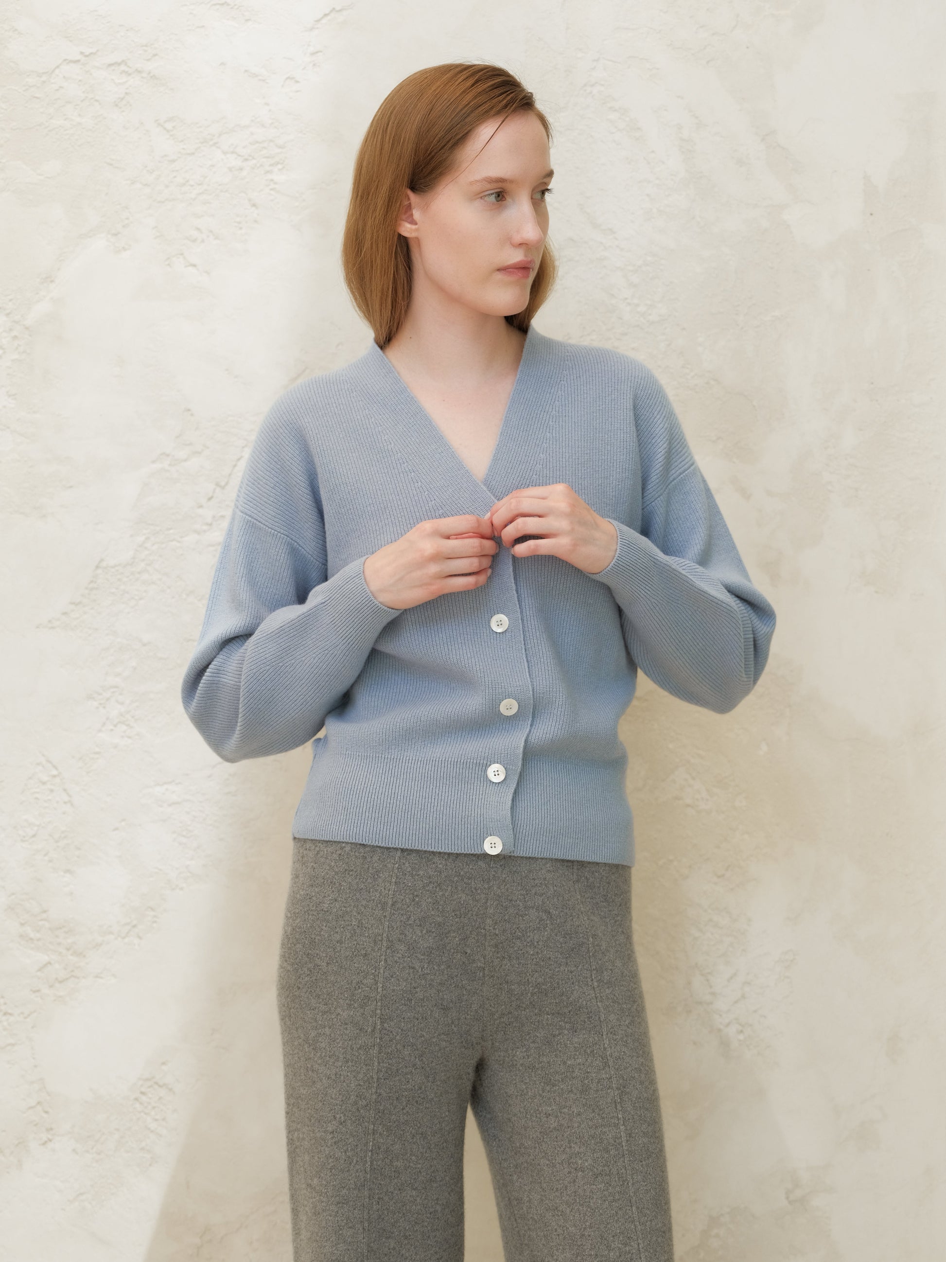 Cashmere Mix Ribbed Cardigan-4