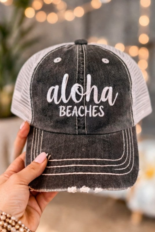 Aloha Beaches Embroidered Trucker Hat