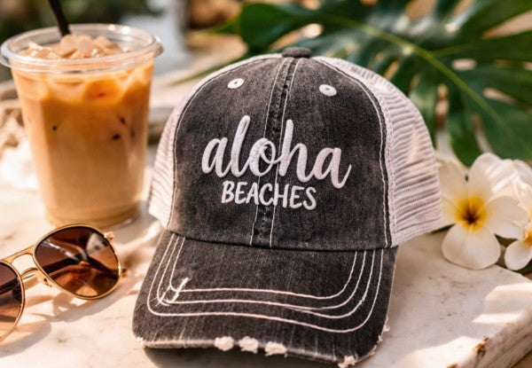 Aloha Beaches Embroidered Trucker Hat