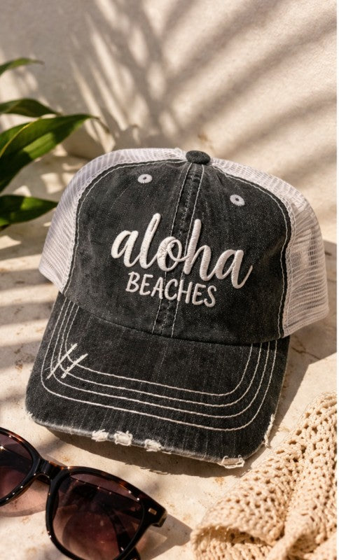 Aloha Beaches Embroidered Trucker Hat 
