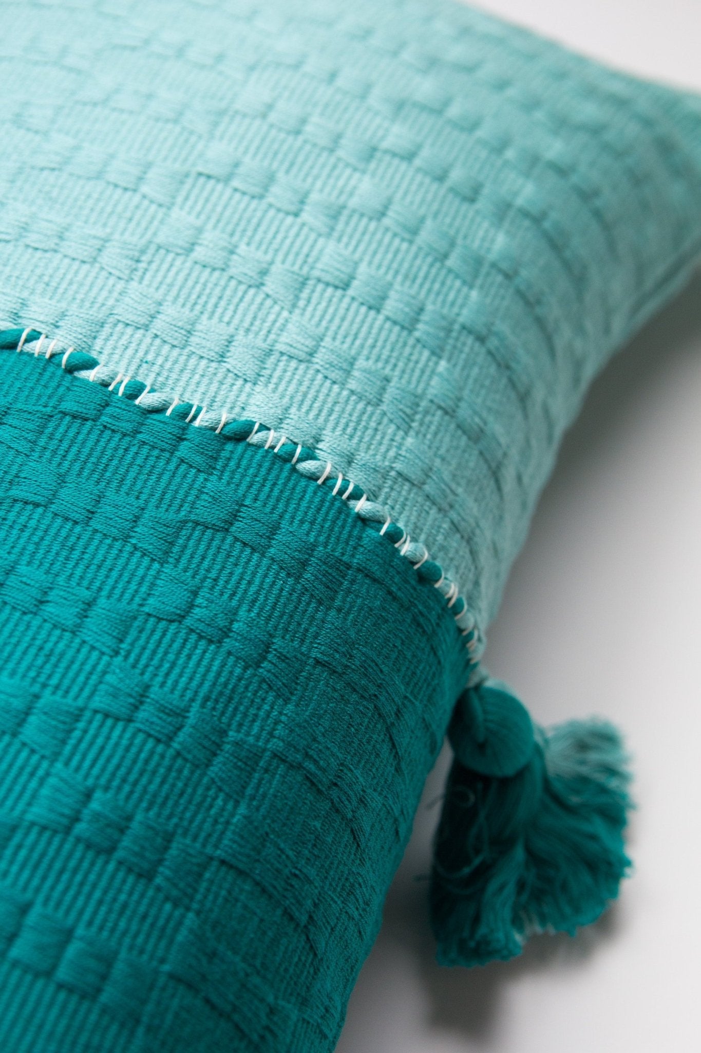 Antigua Pillow - Colorblocked Pink and Orange / Jade Green
