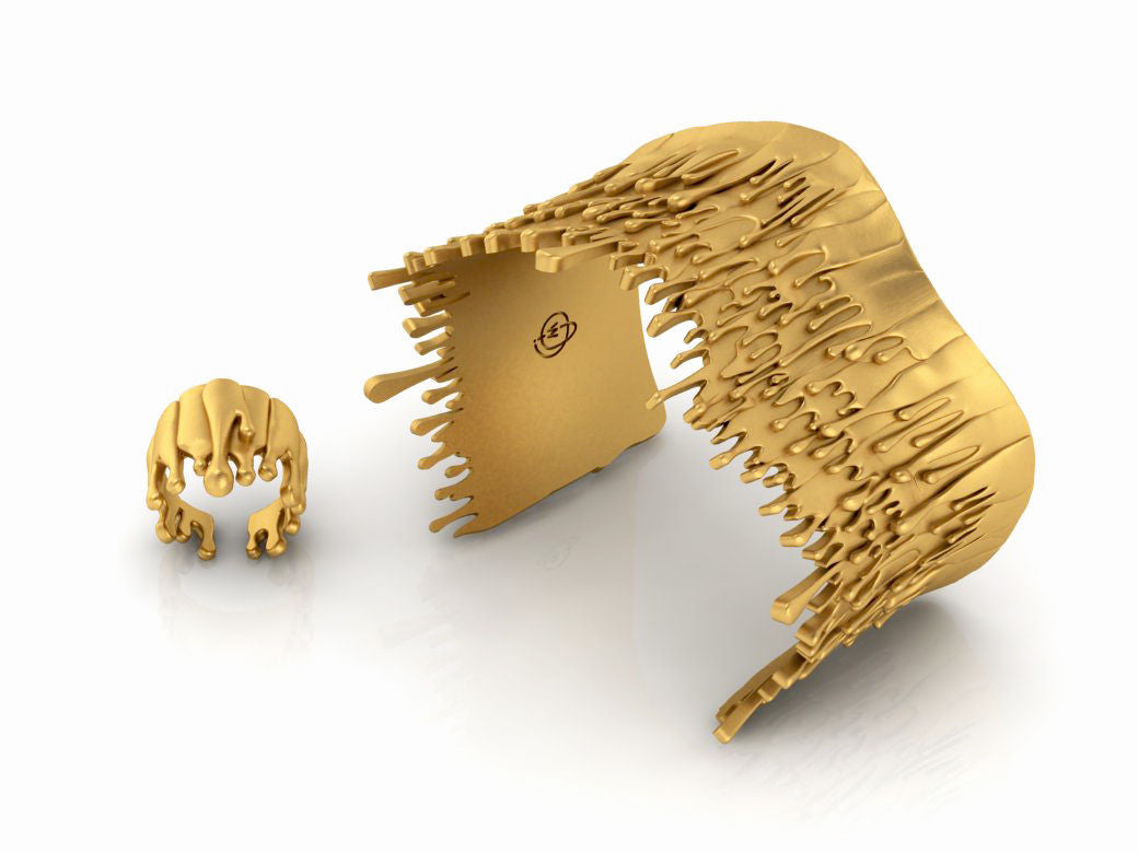 Antonio Wehrli Gravity Paint Drip Ring: Art into Jewelry-Silver & 18K Gold Plate-19