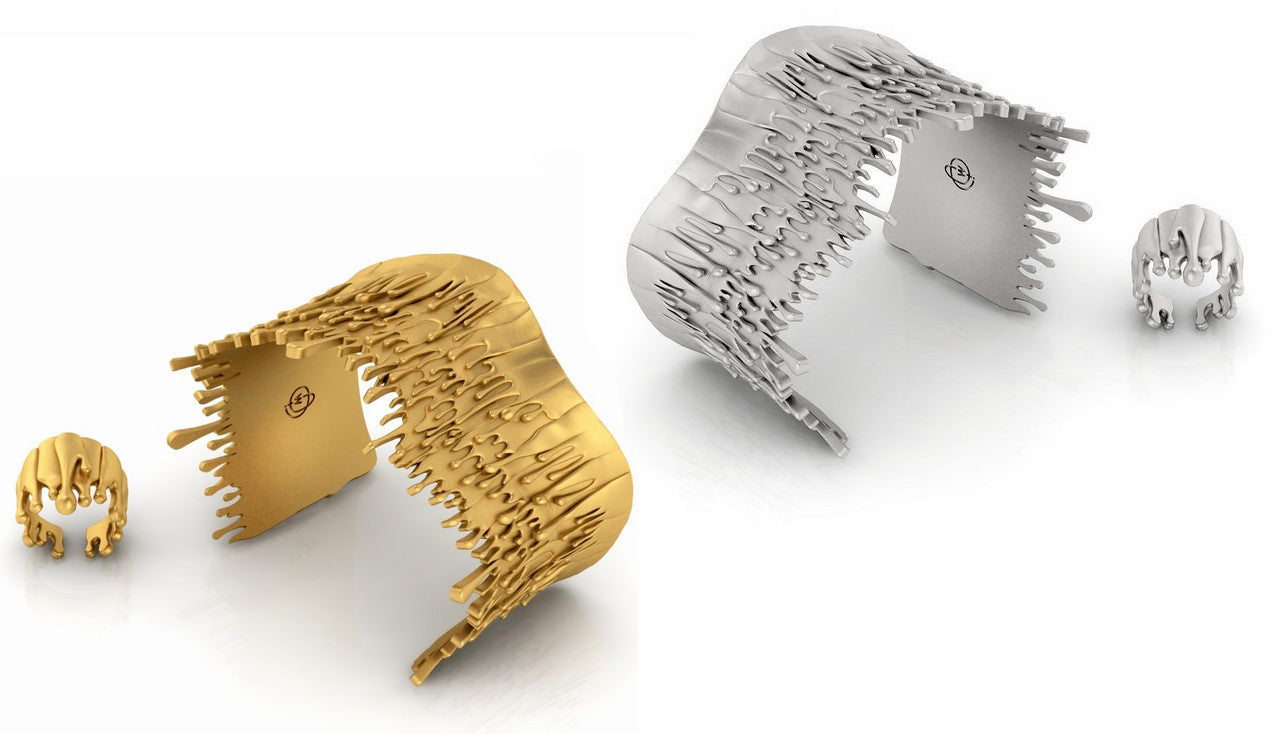 Antonio Wehrli Gravity Paint Drip Ring: Art into Jewelry-Silver & 18K Gold Plate-17