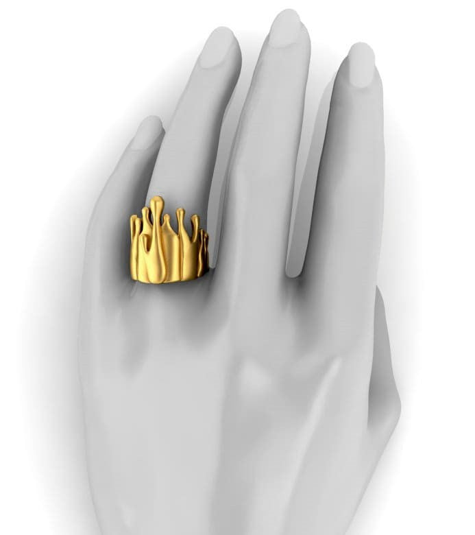 Antonio Wehrli Gravity Paint Drip Ring: Art into Jewelry-Silver & 18K Gold Plate-15
