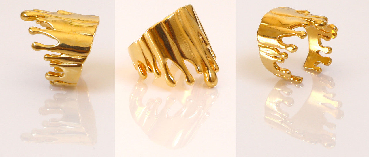 Antonio Wehrli Gravity Paint Drip Ring: Art into Jewelry-Silver & 18K Gold Plate-11