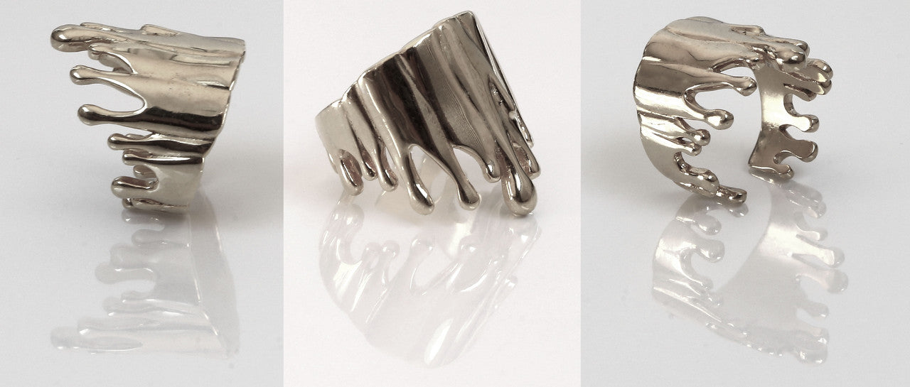 Antonio Wehrli Gravity Paint Drip Ring: Art into Jewelry-Silver & 18K Gold Plate-21