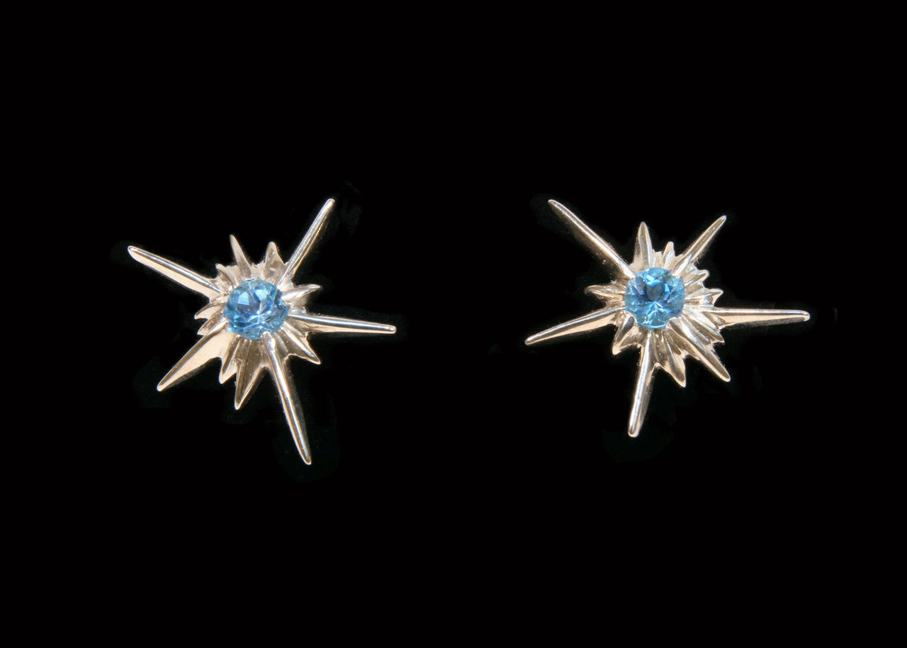 Star Earrings-Solid Stars-18K with diamonds-3