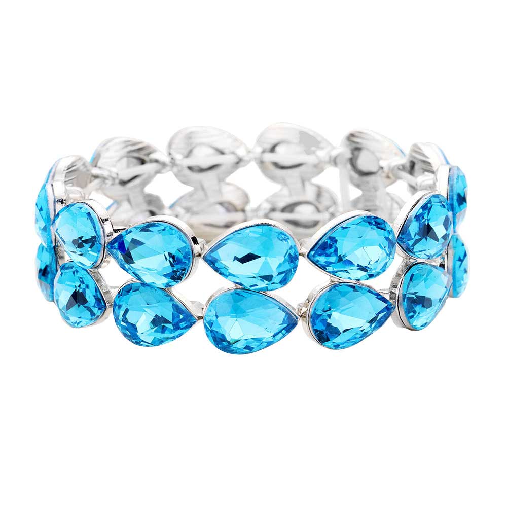 Glass Crystal Teardrop Stretch Evening Bracelet