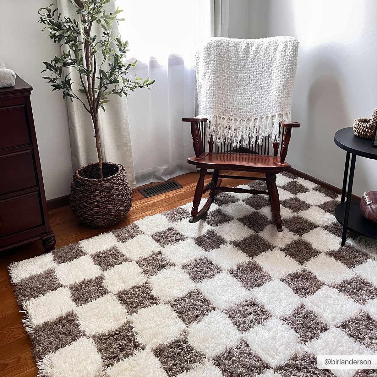 Atira Brown Checkered Area Rug-2