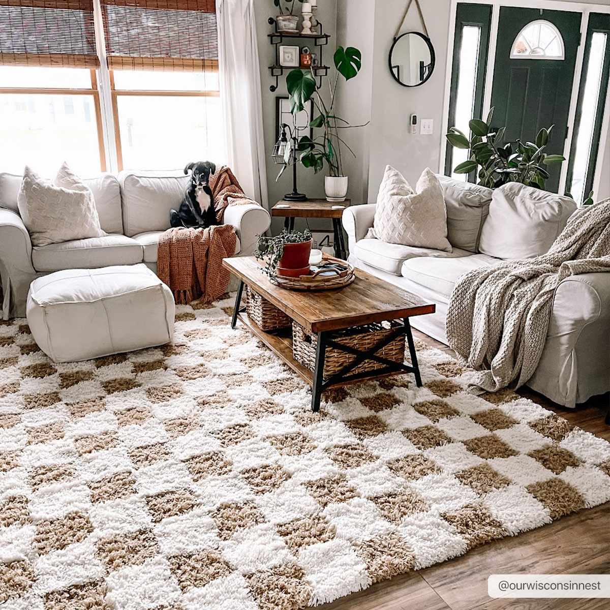 Atira Mustard Checkered Area Rug-3