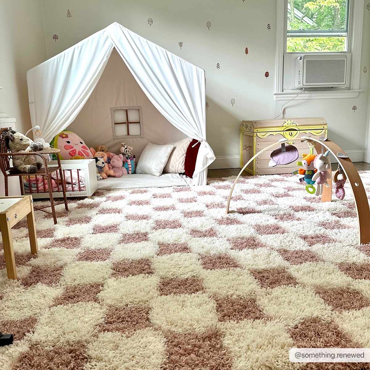 Atira Pink Checkered Shag Rug-1