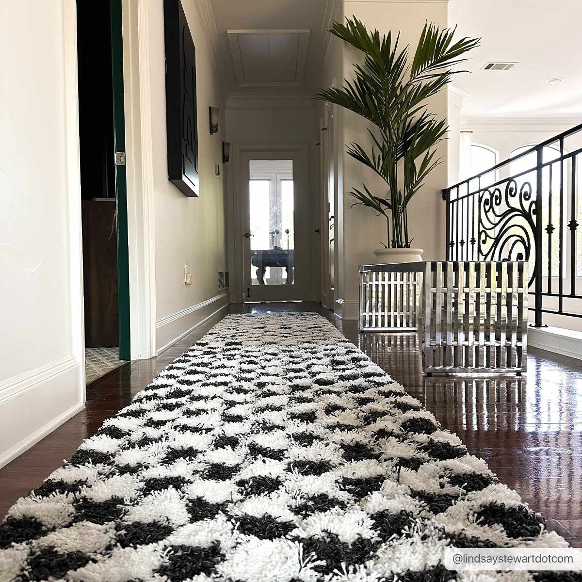 Atira Black & White Checkered Area Rug-4