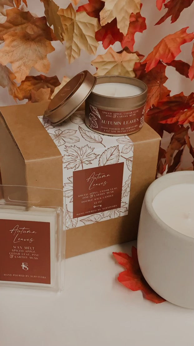 Autumn Leaves Cement Candle