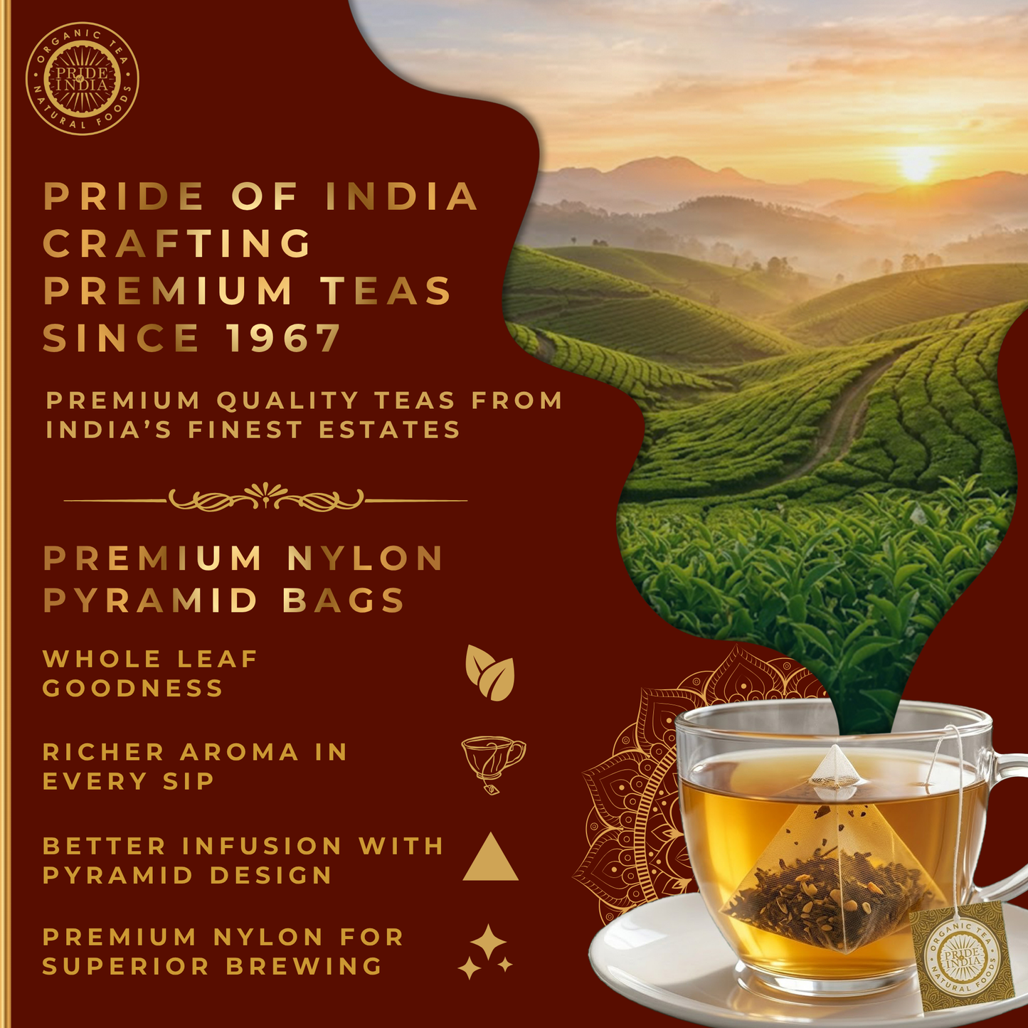 Natural Indian Classic Tea Assortment Chest, 6 Types - 72 Tea Bags-2