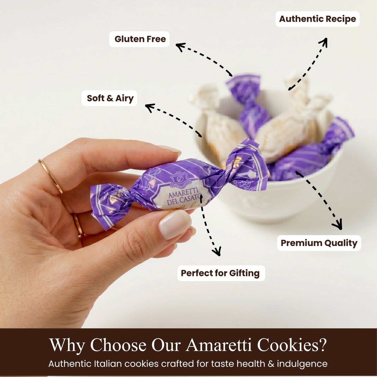 Andy Anand Italian Amaretti Almond Cookies, 20 pc, 8 Flavors – Gluten-Free, Baked in Italy, Authentic Recipe, Birthday & Holiday Gift Box