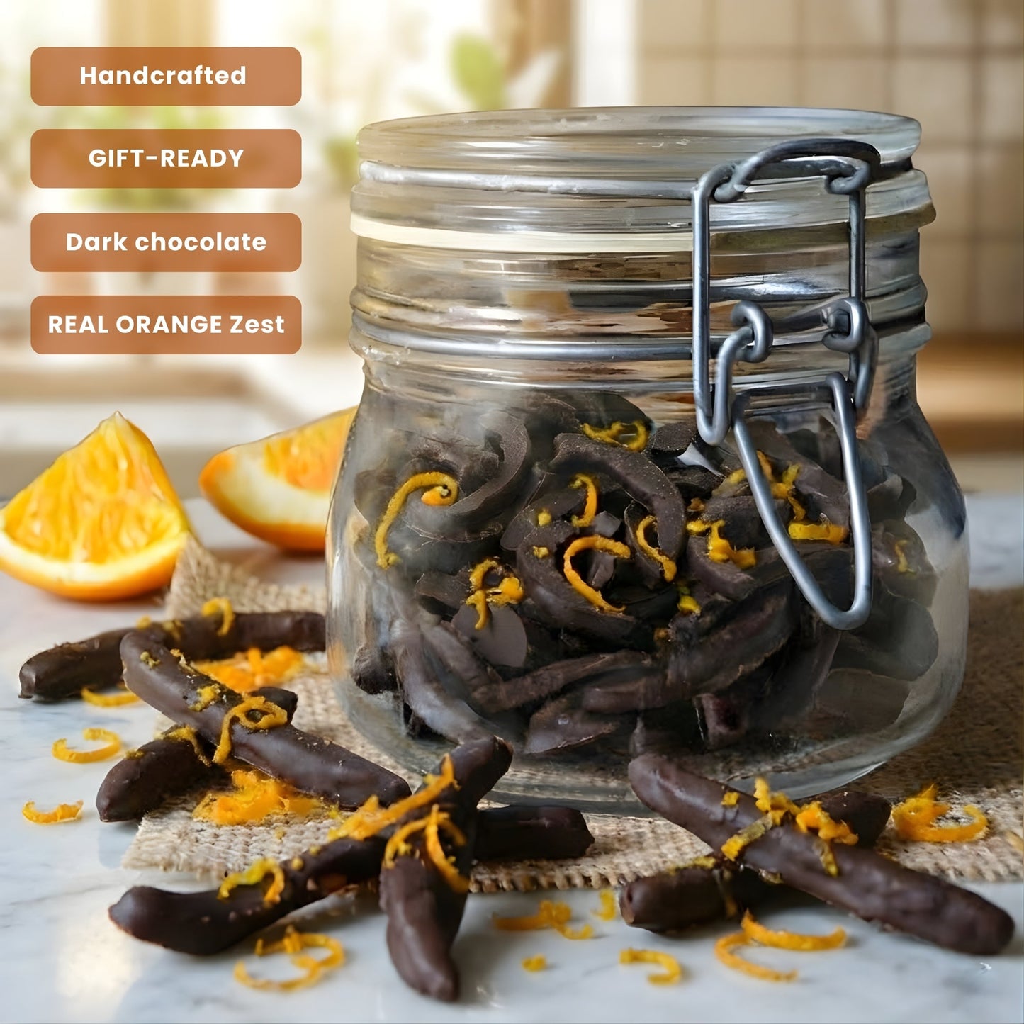 Andy Anand Dark Chocolate Orange Peels Dark Gift Box 1 lb Delicious Decadent
