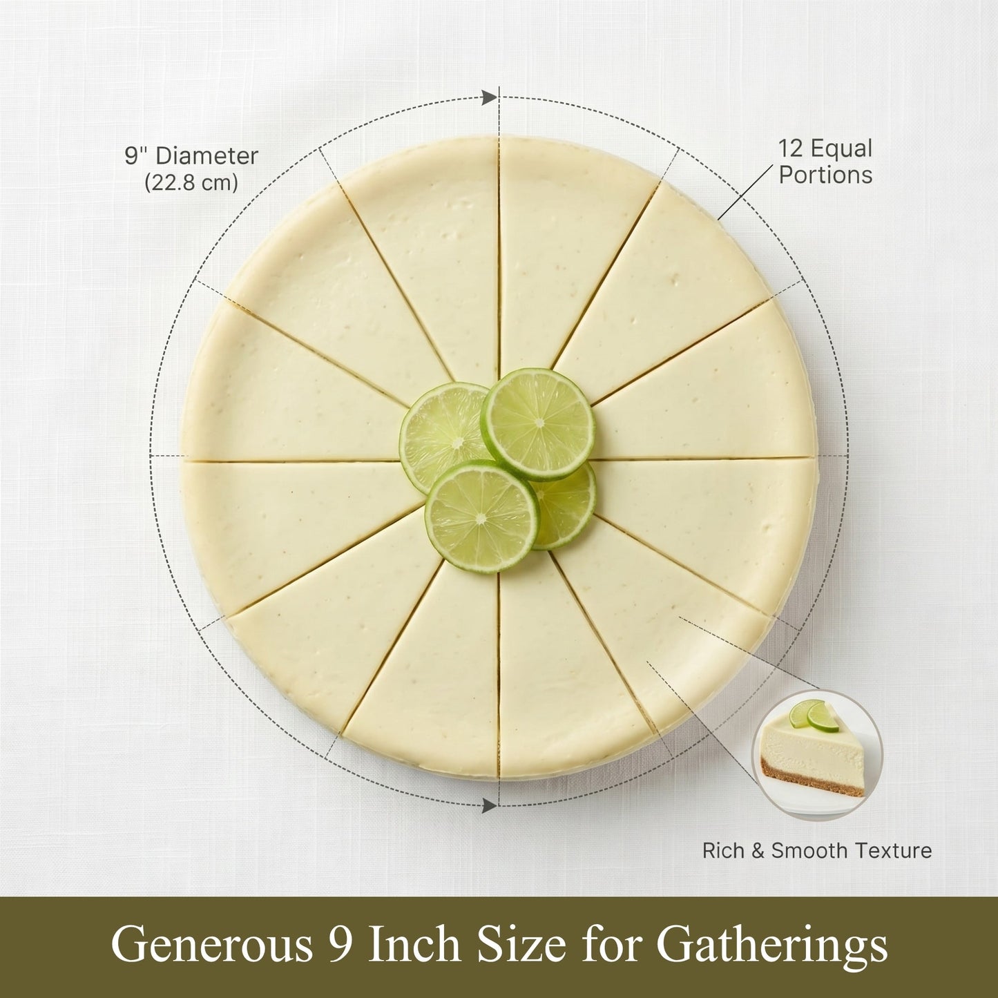 Andy Anand Key Lime Cheesecake, 9-Inch, 2 lb – Creamy Citrus Dessert, Real California Cream Cheese, Fresh Eggs, Birthday & Celebration Gift