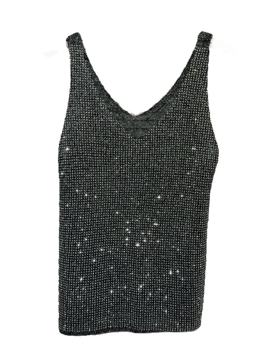 Hot pressed diamond collar knitted camisole vest women's top