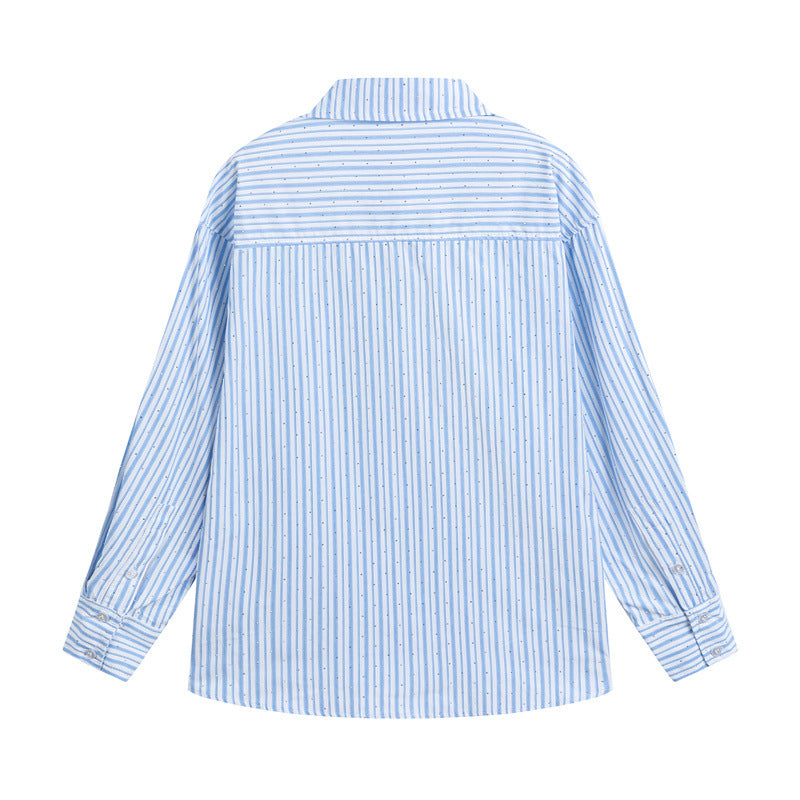 Loose diamond hot stamping shirt with tie