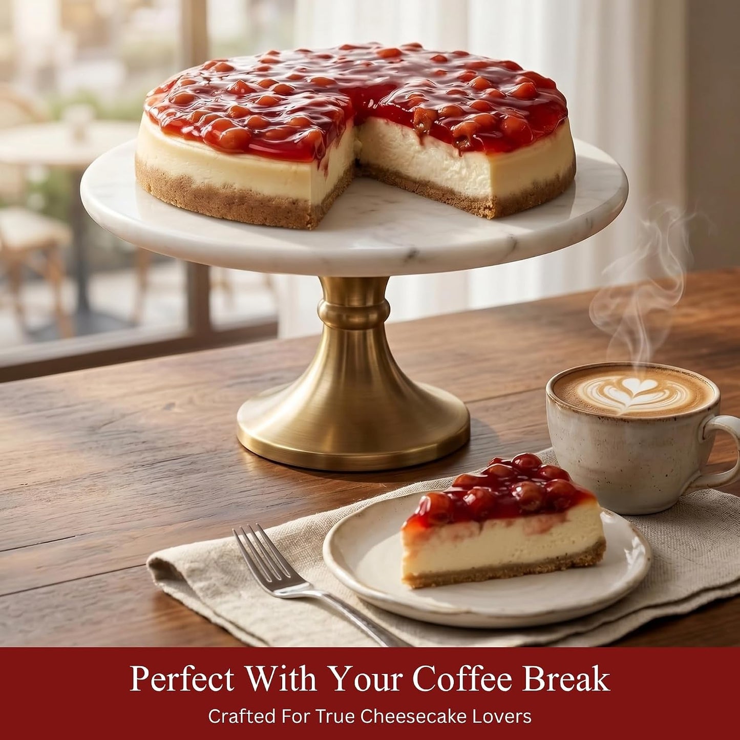 Andy Anand Sugar-Free & Gluten-Free Cherry Cheesecake, 9-Inch – Diabetic-Friendly, Fresh California Cream Cheese, Handmade, Birthday Gift