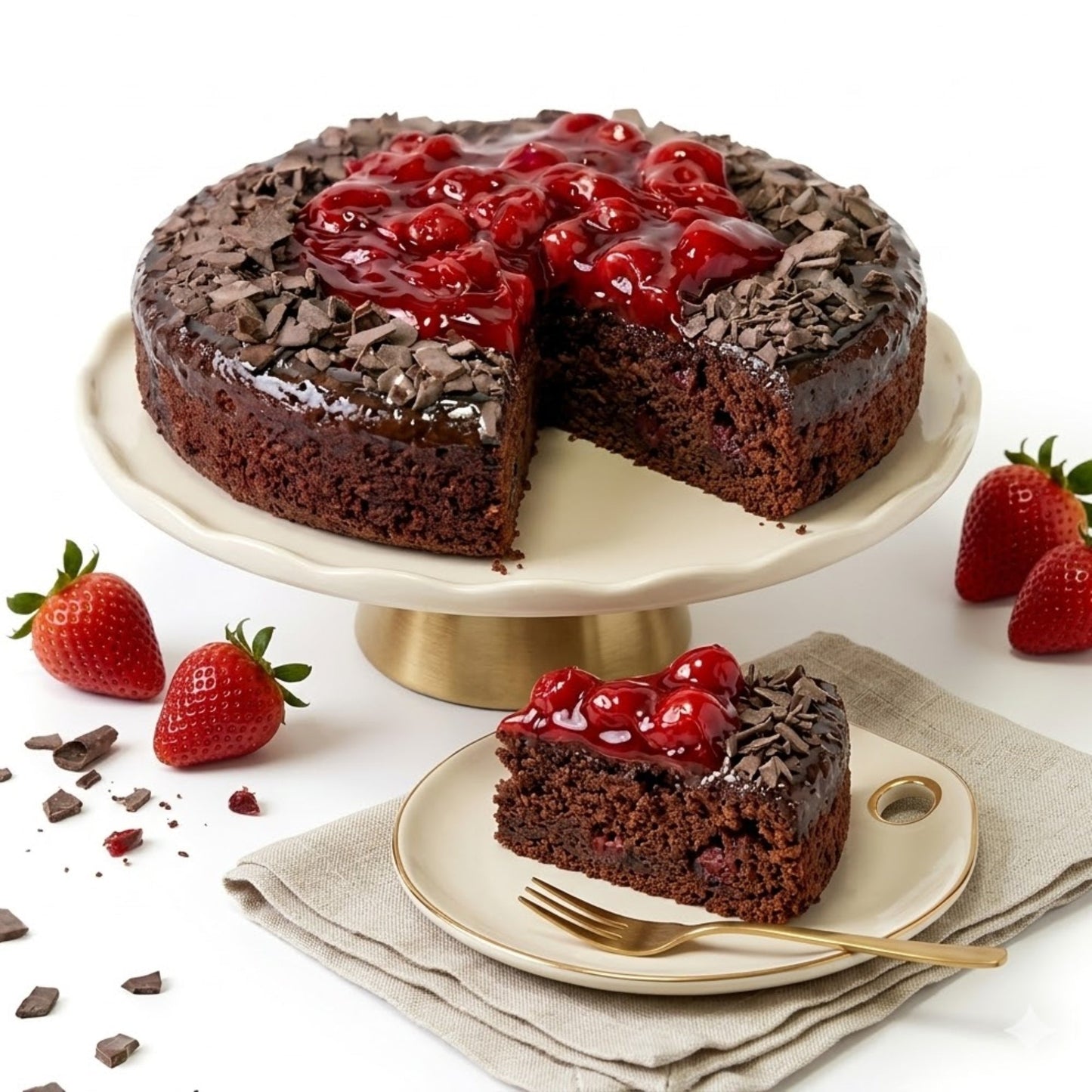 Andy Anand Chocolate Strawberry Cake, 9-Inch, 2.5 lb – Freshly Baked, Rich Chocolate & Strawberry, No Preservatives, Birthday Gift Box