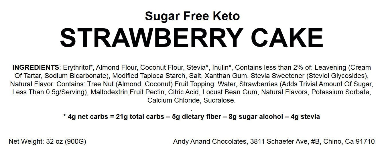 Andy Anand Sugar-Free Keto Chocolate Strawberry Layer Cake, 9-Inch, 2 lb – Diabetic-Friendly, Low-Carb, Birthday & Celebration Gift Box