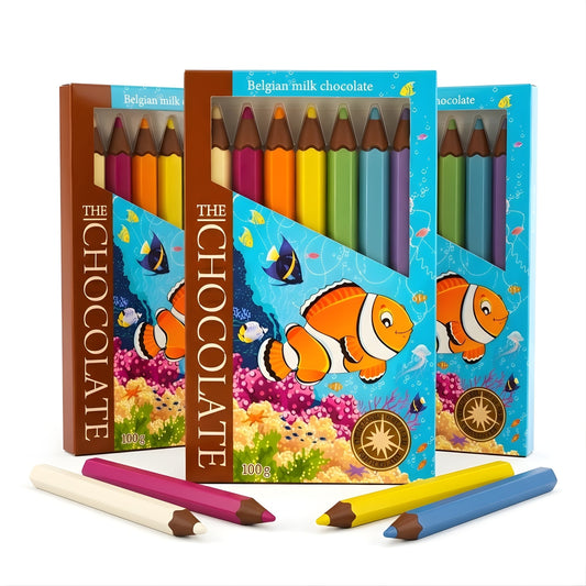 Andy Anand Milk Chocolate Crayon Boxes, 3-Pack (21 Pcs) – Fun Kids’ Treats Made with 60% Chocolate (Cocoa Butter), Perfect Gift Box for Special Occasions