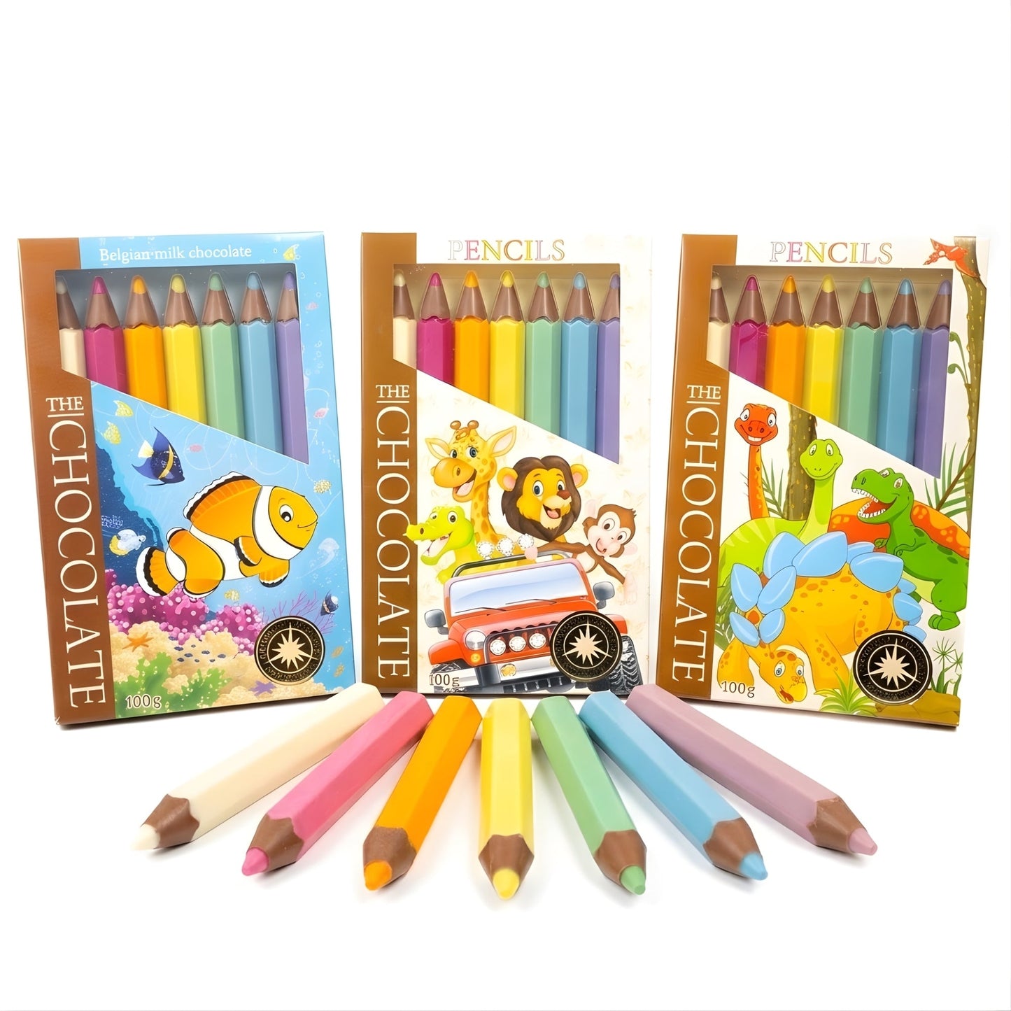 Andy Anand Milk Chocolate Crayon Boxes, 3-Pack (21 Pcs) – Fun Kids’ Treats Made with 60% Chocolate (Cocoa Butter), Perfect Gift Box for Special Occasions