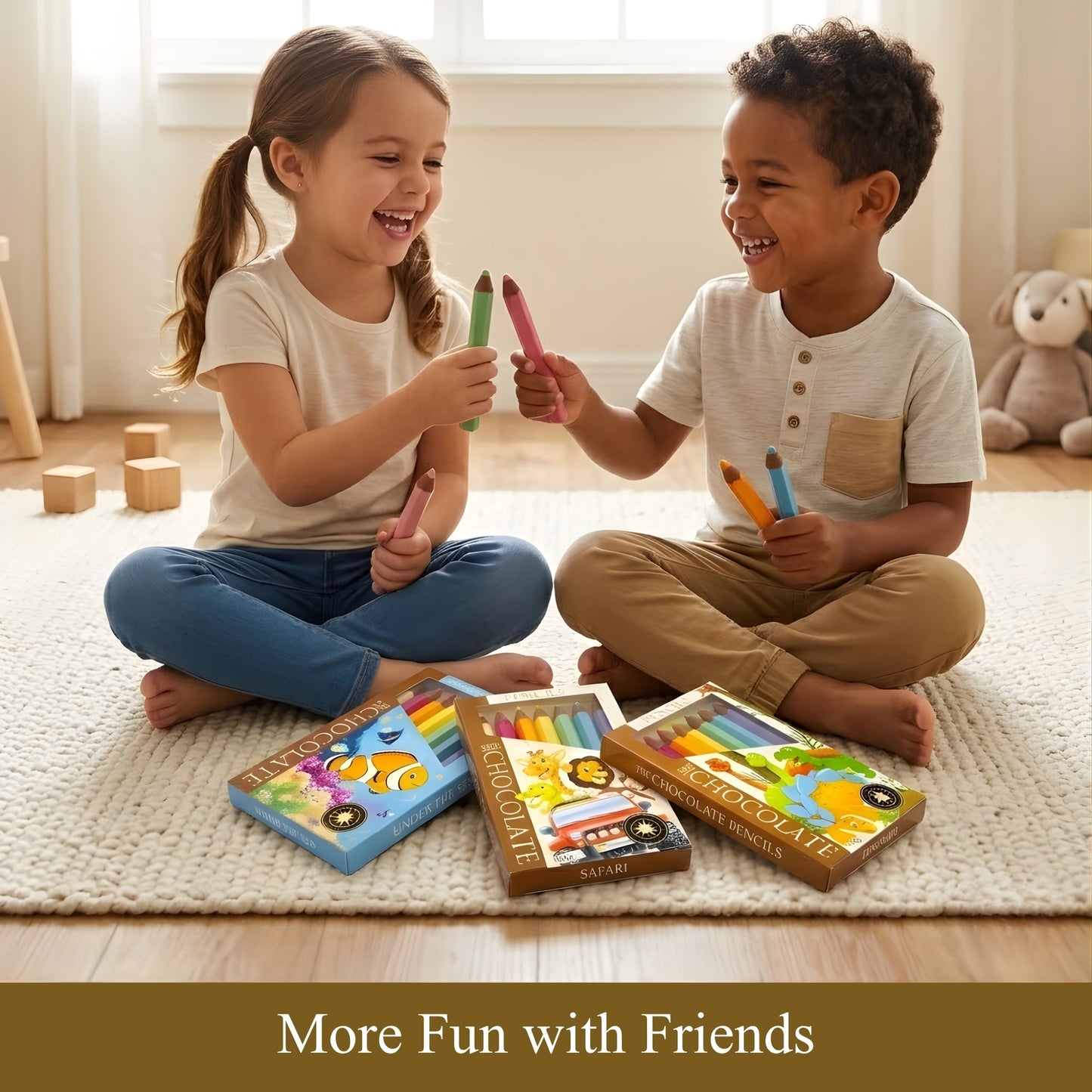 Andy Anand Milk Chocolate Crayon Boxes, 3-Pack (21 Pcs) – Fun Kids’ Treats Made with 60% Chocolate (Cocoa Butter), Perfect Gift Box for Special Occasions