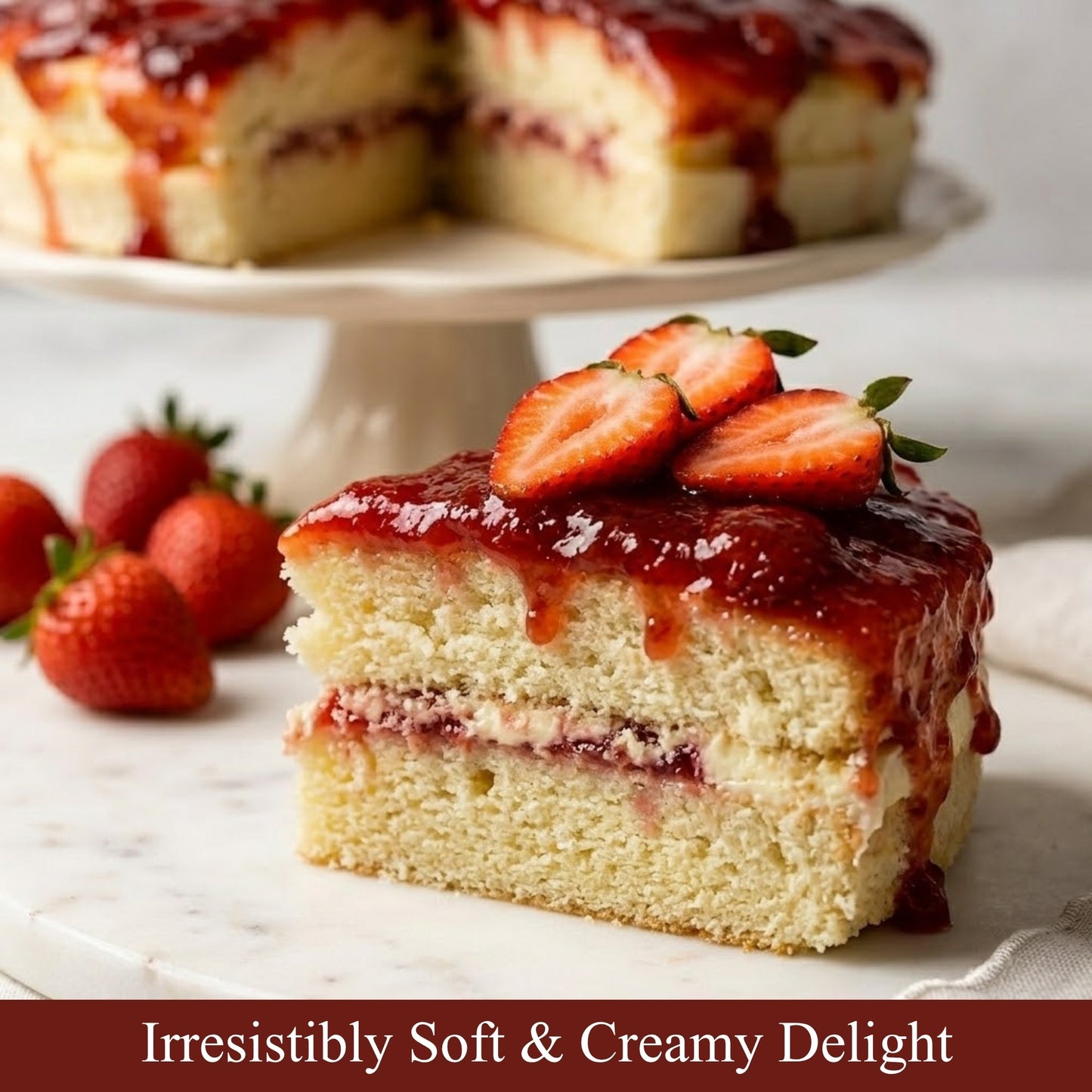 Andy Anand Sugar-Free Strawberry Cake, 9-Inch, 2 lb – Gourmet, Freshly Baked, All-Natural, No Preservatives, Diabetic-Friendly Birthday Gift