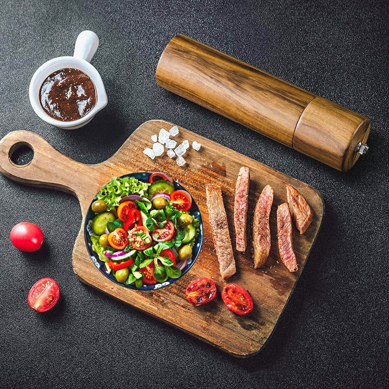 Cylindrical Grinder Acacia Wood Pepper Mill Ceramic Core Manual Pepper Grinder Multipurpose Seasoning Bottle Kitchen Tool
