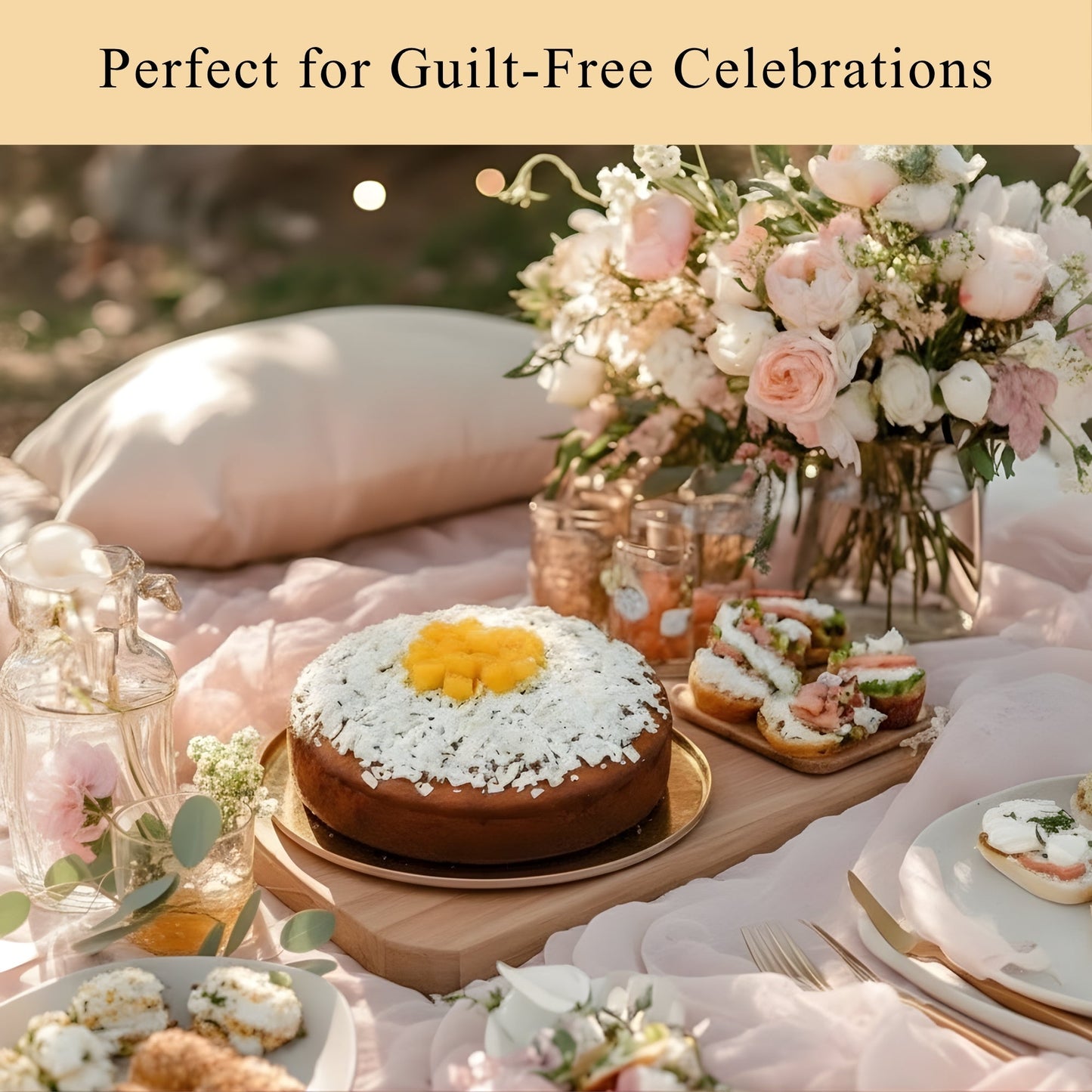 Andy Anand Sugar-Free Mango Coconut Cake, 2.5 lb – Keto & Diabetic-Friendly, Fresh Mango Purée, Toasted Coconut, No Preservatives Gift Box