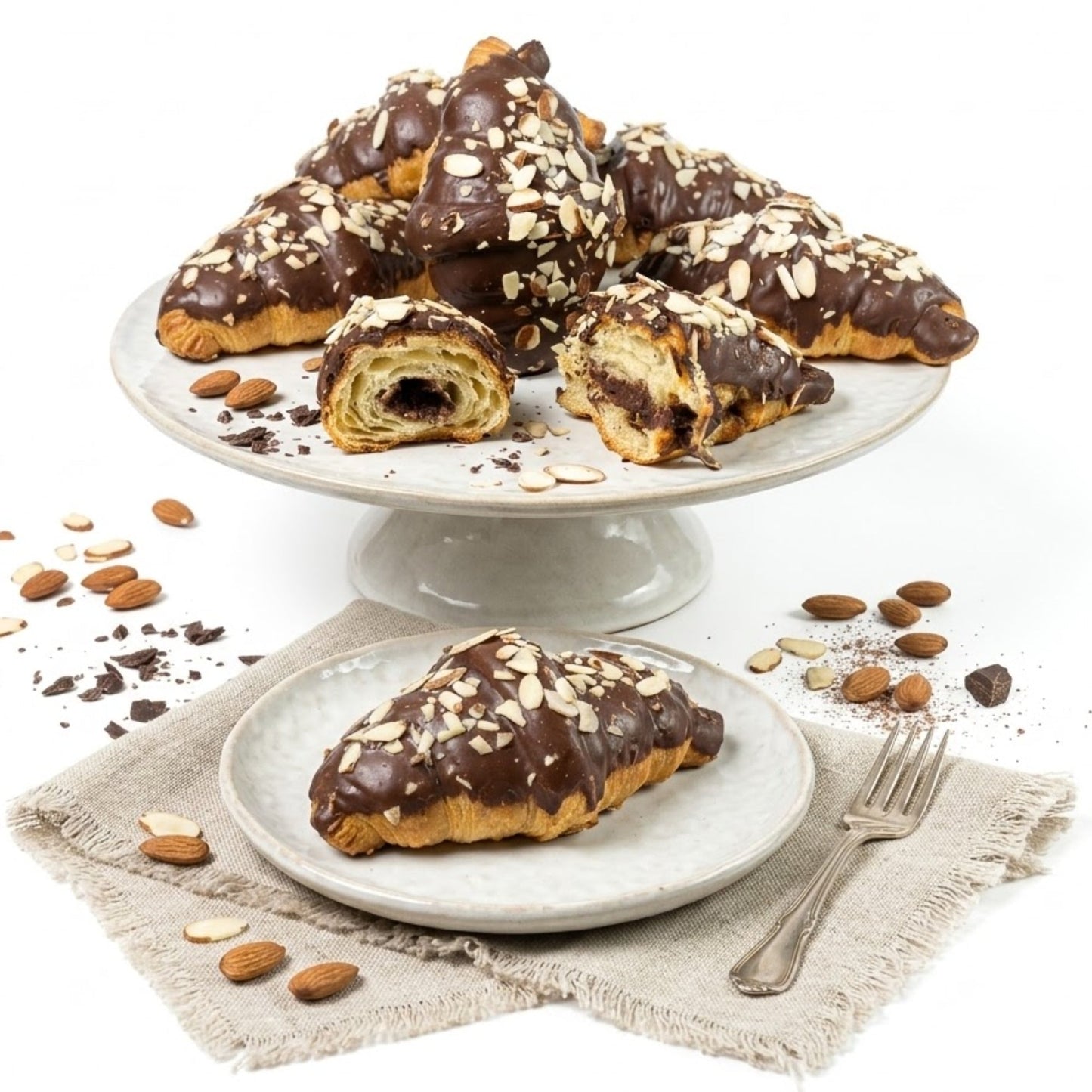 Andy Anand Sugar-Free Dark Chocolate Almond Croissant Cake, 10 pc, 2 lb – Keto & Diabetic-Friendly, Hand-Rolled, Birthday & Holiday Gift