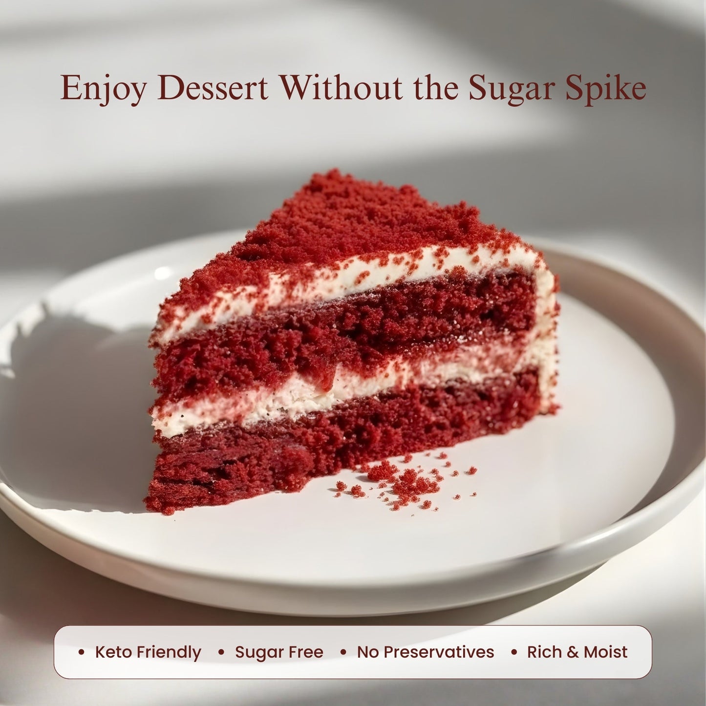 Andy Anand Sugar-Free Red Velvet Cake, 2.4 lb – Belgian Cocoa, Sugar-Free Cream Cheese Frosting, Keto & Diabetic-Friendly Birthday Gift