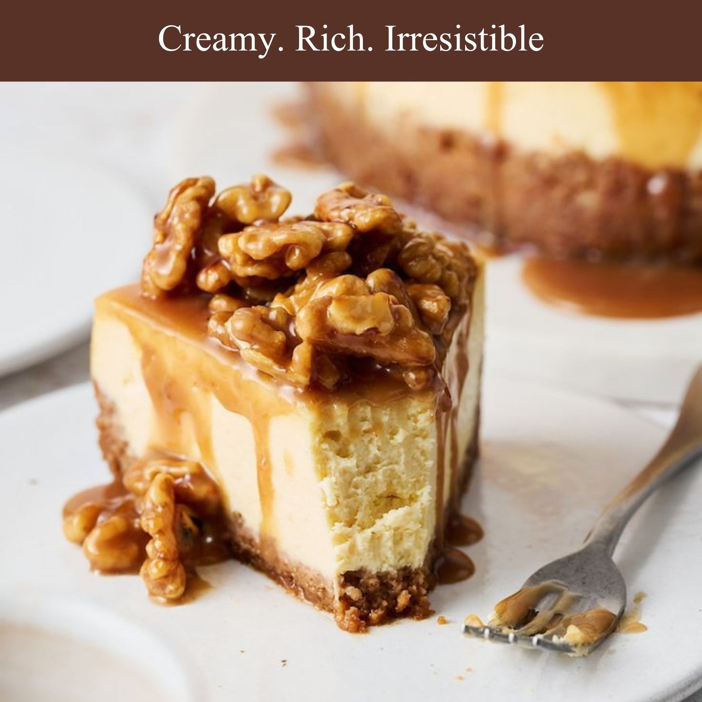 Andy Anand Sugar-Free Caramel Apple Cheesecake 9" 2.8 lbs. Keto & Diabetic Friendly, No Added Sugar. Real California Cream Cheese, Artisan, Reusable Tray