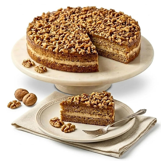Andy Anand Sugar-Free Caramel Walnut Cake, 9-Inch, 2 lb – Freshly Baked, All-Natural, No Preservatives, Diabetic-Friendly Birthday Gift Box